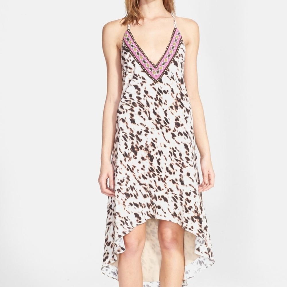 Haute Hippie Embellished Animal Print Silk Dress
